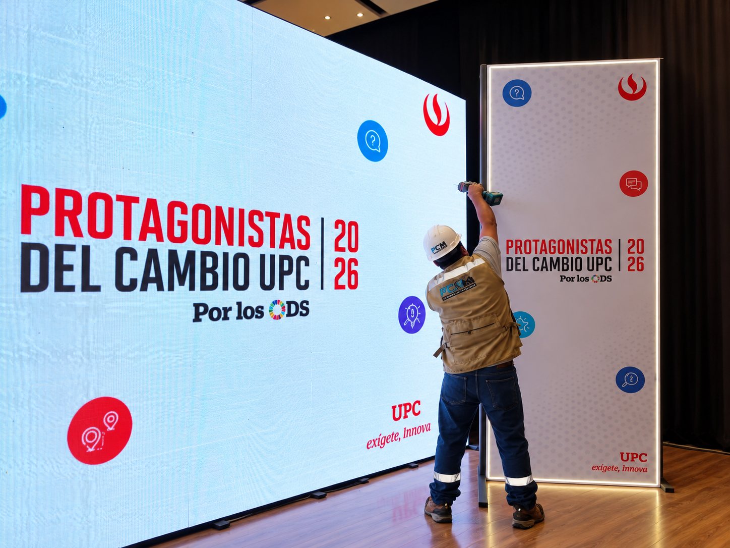 Instalación de pantalla LED en evento
